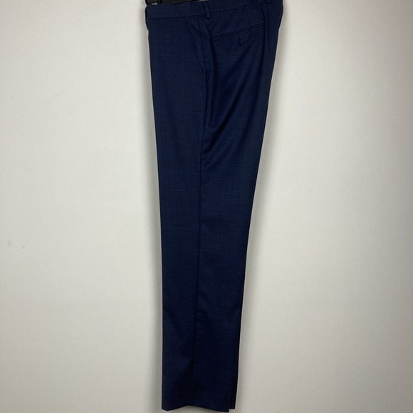 Bar III Mens Slim fit Dress Pants 34W 30L Navy Blue Plaid Stretch F03408 - Picture 2 of 6